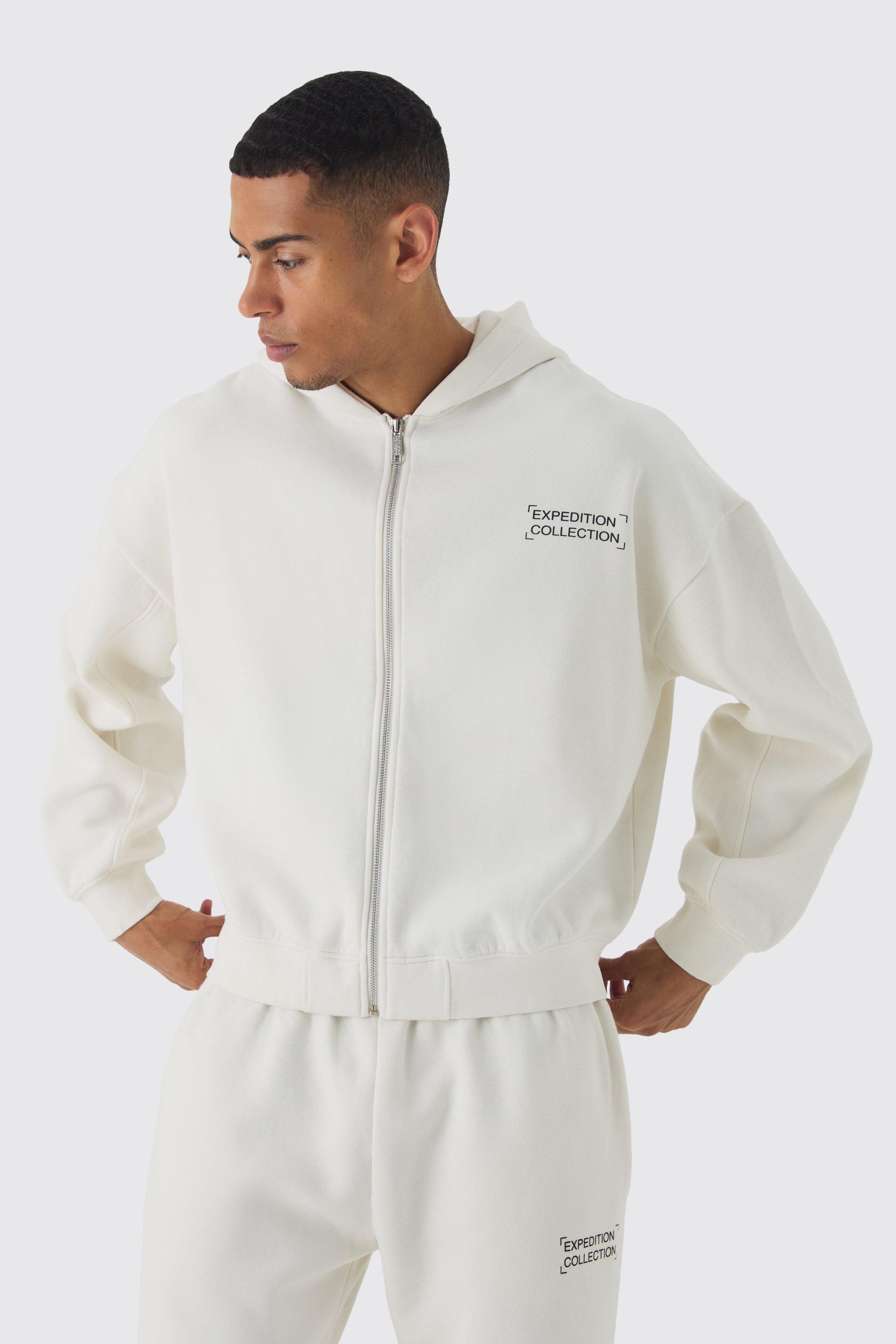 Oversized Boxy Spray Wash Expedition Zip Through Hoodie